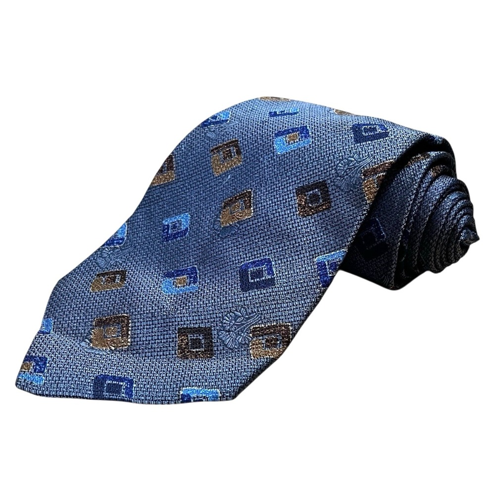 Ermenegildo Zegna‎ 100% Silk Necktie Gray Geometric Italian Luxury 58" x 4"